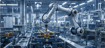 Industrial automation robot in production line