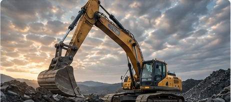 Heavy machinery working in demanding terrain