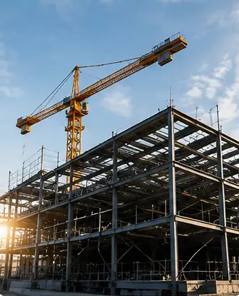 Construction steel frame and crane