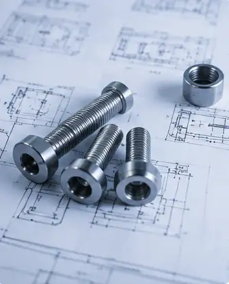 Fasteners on engineering blueprint